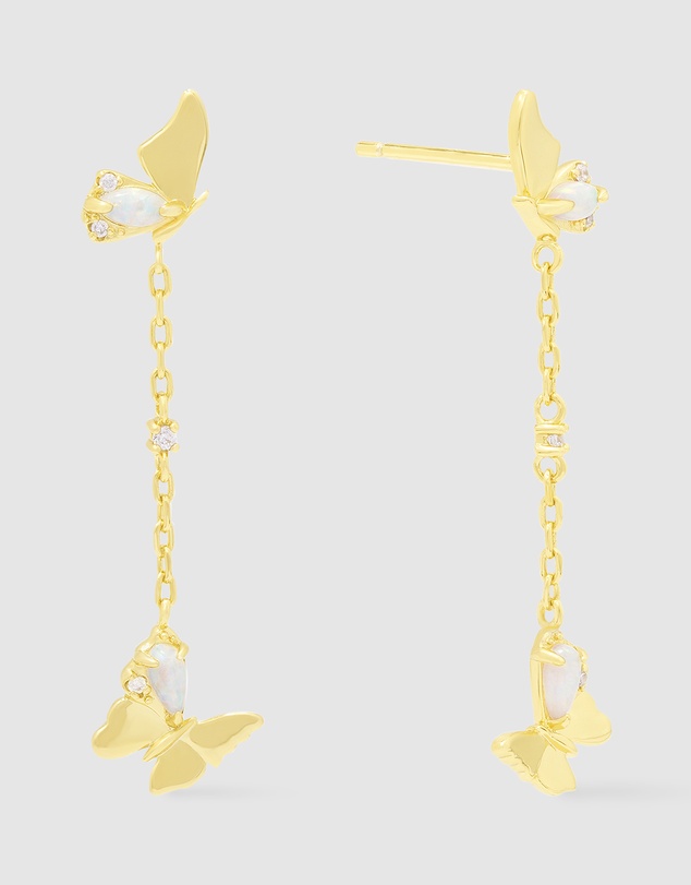 Wanderlust + Co - Butterfly Opal Gold Earrings