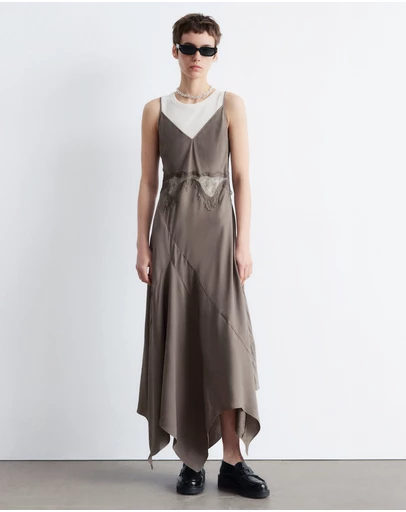 & Other Stories - Asymmetrical Satin Slip Midi Dress