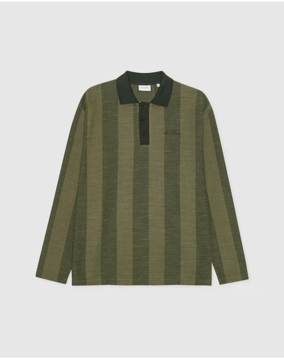 Les Deux - Striped Jacquard LS Polo