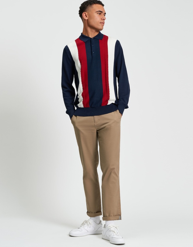 Ben Sherman - Long Sleeve Vertical Stripe Polo