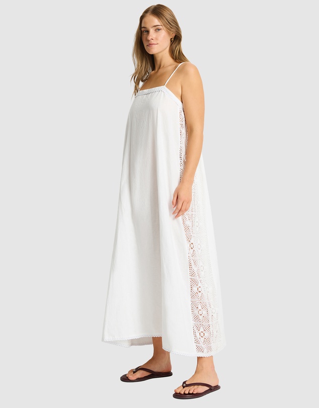 Sea Level Australia - Shore Linen Panelled Bandeau Lace Maxi Dress