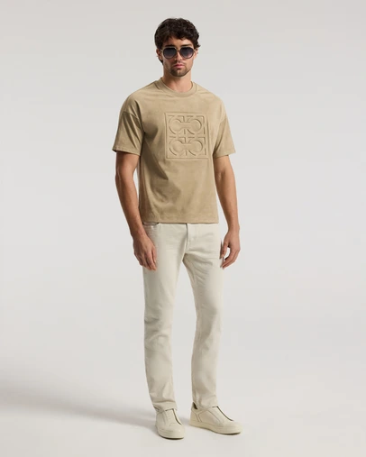 Calibre - Loose Fit Suede Look T-shirt Tan