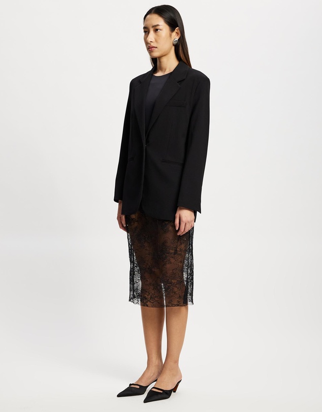 Lindsay Nicholas New York - Sheer Black Lace Skirt with Black Underskirt