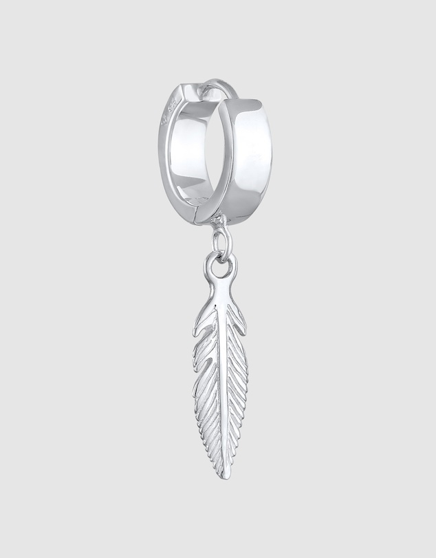 Kuzzoi - ICONIC EXCLUSIVE - Single Feather Hoop in 925 Sterling Silver