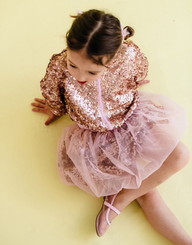 Rock Your Kid - Rebel Sequin Bomber Jacket in Champagne