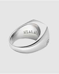 Nialaya Jewellery - Men's Silver Signet Ring with Onyx