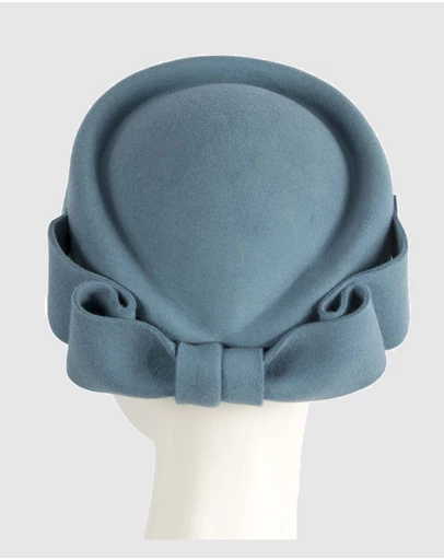 Max Alexander - Felt Blue Grey Pillbox Hat