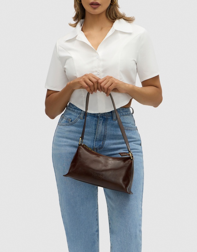 Florence - The Laura Chocolate Leather Shoulder Bag