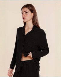 Gingerlilly - London Ribbed Long Sleeve Button Up Top