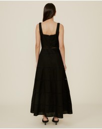The Fated - Ruffle Pinafore Maxi Tiered Dress