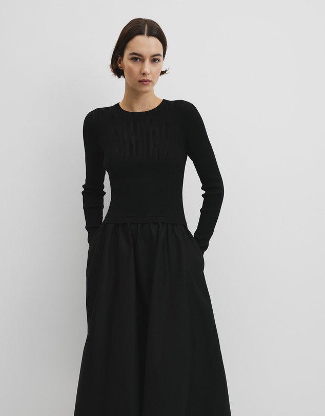 Country Road - Long Sleeve Mix Media Knit Dress