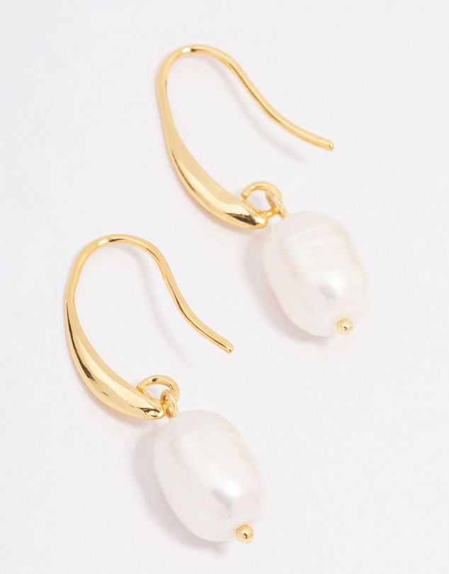 Lovisa - Gold Plated Freshwater Pearl Medium Hook Drop Earrings