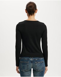Cotton On - Longline Crew Long Sleeve Top