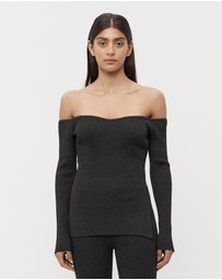 FRIEND of AUDREY - Nellie Off Shoulder Sparkle Knit Top