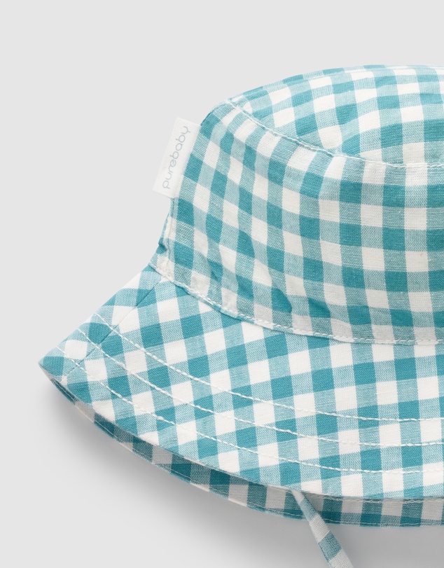 Purebaby - Gingham Bucket Hat-Kids-Babies