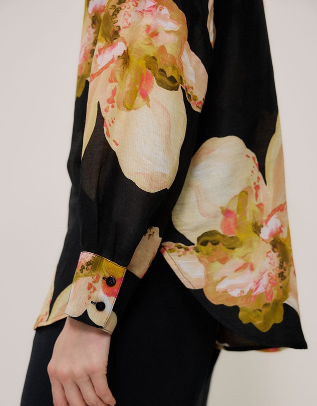 Trenery - Caelia Linen Silk Relaxed Shirt in Black