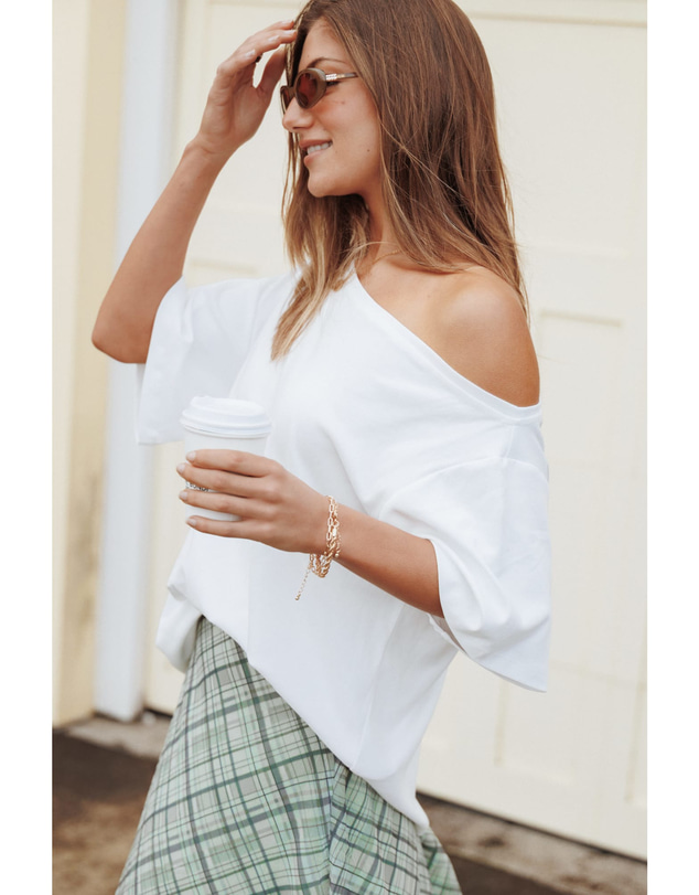 Petal & Pup - Rylan One Shoulder Tee - White