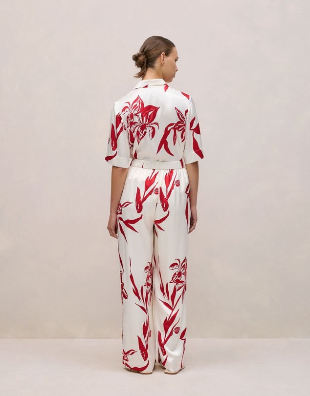 Trenery - Wild Iris Satin Relaxed Pant in White