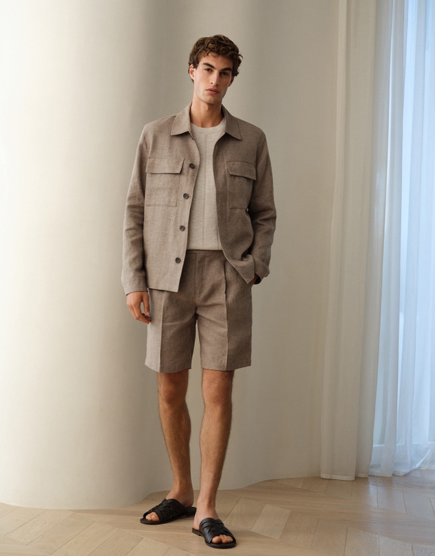 Trenery - Yarn Dyed Linen Twin Pocket Jacket in Otter