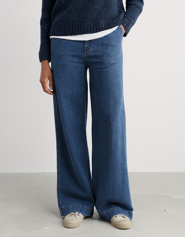 Seasalt - Seasalt Cornwall Blue Sennen Cove Wide Leg Jeans