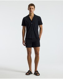 Calibre - Self Stripe Cuban Collar Shirt Black