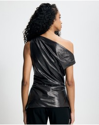 Lover - Fleur Patent Leather Look Asymmetrical Top