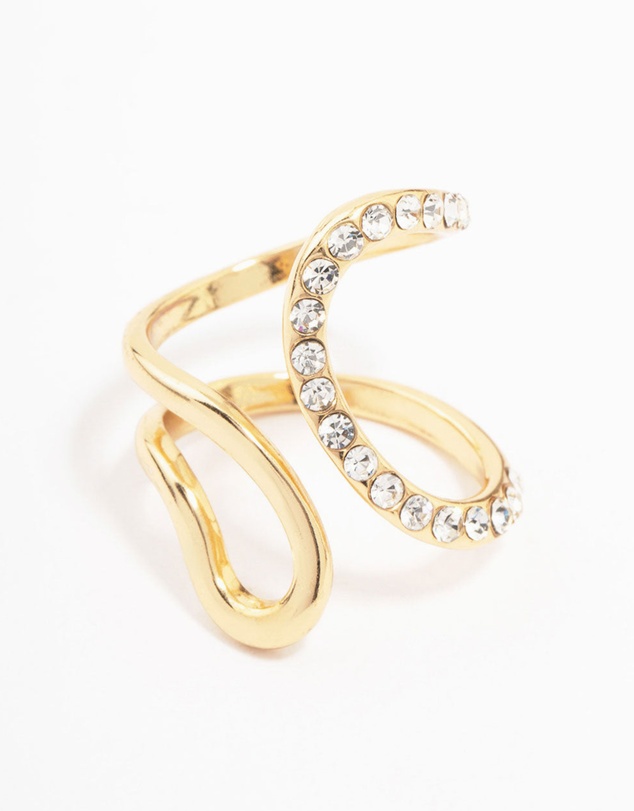 Lovisa - Gold Plated Diamante Trail Swirl Ring