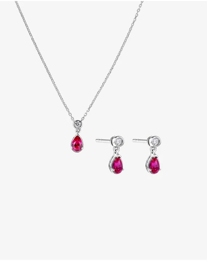 Michael Hill - Laboratory-Grown Diamond & Created Ruby Gift Set in Silver
