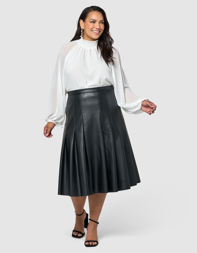 Something 4 Olivia - Seraphina Pleated PU Skirt