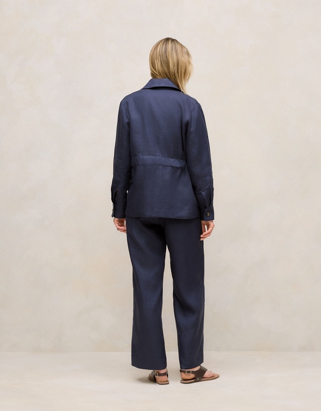 Trenery - Linen Pocket Detail Belted Jacket in Night Sky