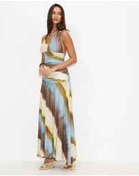 Dazie - Topaz Mesh Halter Maxi Dress