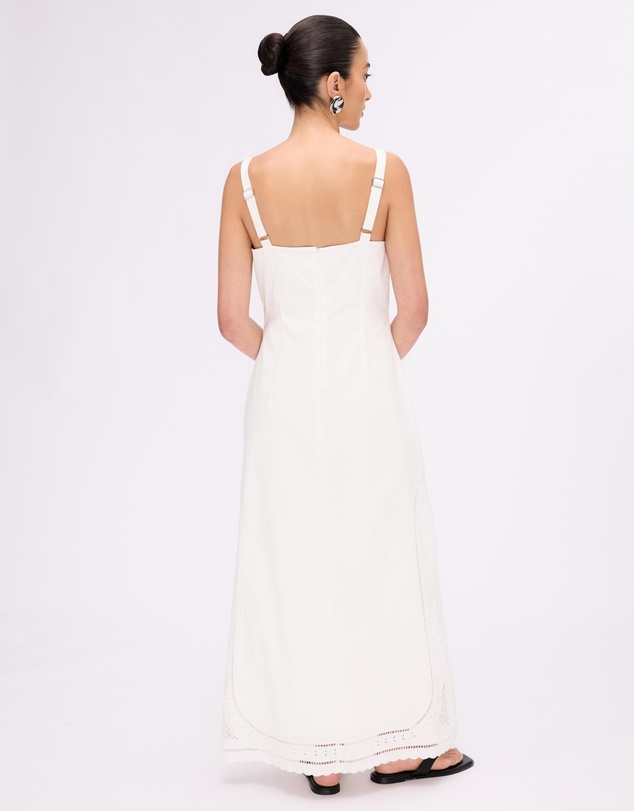 Revibe - Repaired Minima Esenciales Daphne Embroidered Midi Dress - AU 10