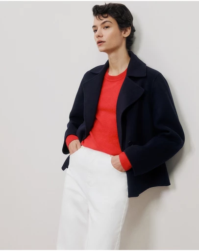 Trenery - Merino Cashmere Forward Shoulder Seam Crew in Spice Red