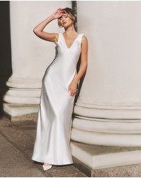 Six Stories - Victoria V Neck Satin Maxi Dress