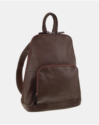 Milleni - Milleni Ladies Genuine Leather Twin Zip Backpack