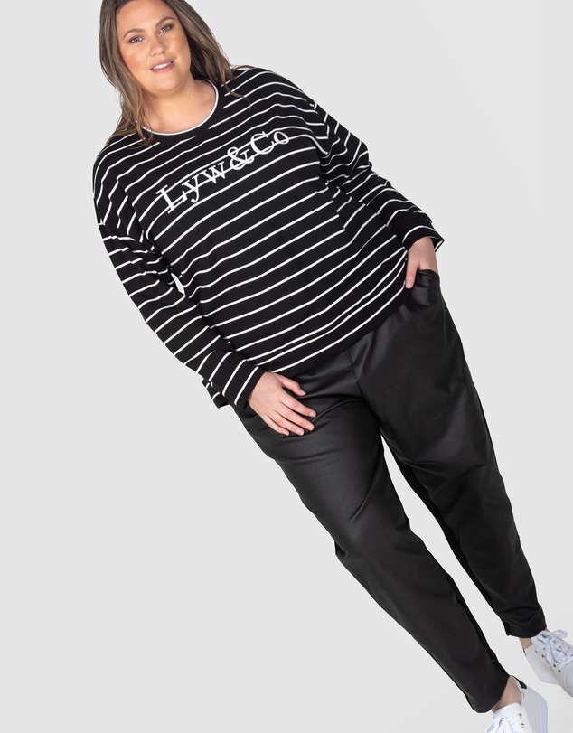 Love Your Wardrobe - LYW & Co Stripe Embroidered Sweat Top