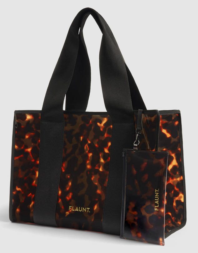 Flaunt - Flaunt Faux Tortoise Shell Everyday Tote w/ Pouch