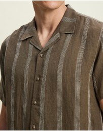 AERE - Linen Stripe Camp Collar Shirt