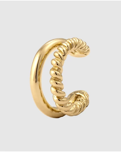 Elli Jewelry - Modern Ear Cuff in Gold-Plated 925 Silver
