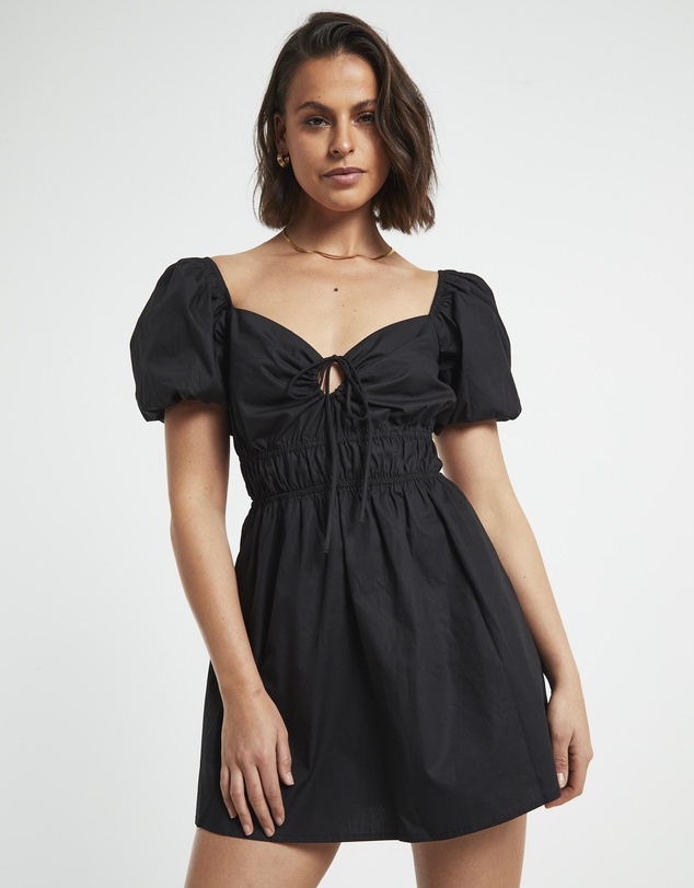 Subtitled - Rylee Backless Puff Sleeve Mini Dress