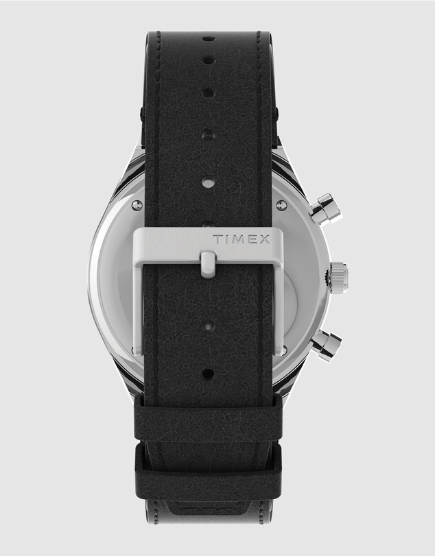 TIMEX - Timex Q Diver Chronograph 40mm Stainless Steel Case with Black Leather Strap