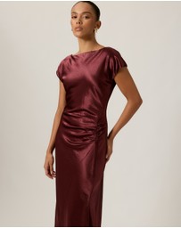 Tussah - Amy Boat Neck Satin Midi Dress
