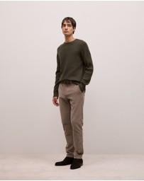 Trenery - Merino Cable Detail Crew in Winter Moss