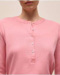 Trenery - Cotton Henley in Dusty Rose