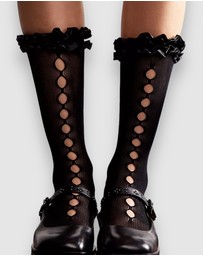 High Heel Jungle - Wednesday Ruffle Sock-Black