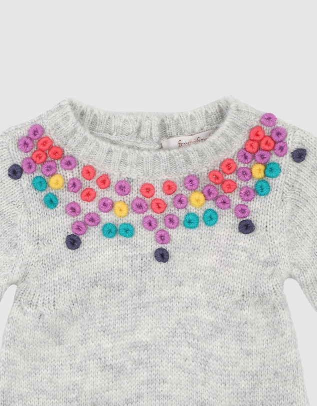Fox & Finch - Winter Vacay Hand Emb. Knitted Dress - Babies