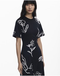 Desigual - Asymmetric dress with floral strokes