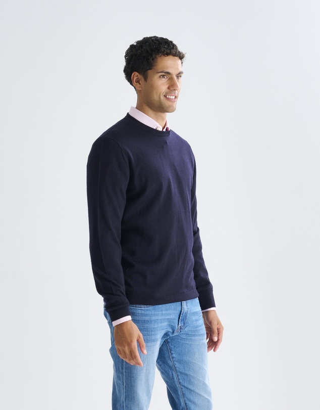 3 Wise Men - 3 Wise Men Driver Crew Neck Merino Knit - Navy