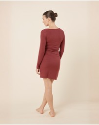 Gingerlilly - Bonnie Ribbed Long Sleeve Midi Henley Nightdress