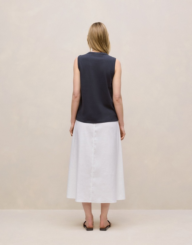 Trenery - Linen Cotton Crew Tank in Night Sky